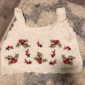 Crochet white flower crop top